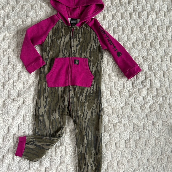 Carhartt Kids Camo and Pink Hooded Jumpsuit - Picture 1 of 7